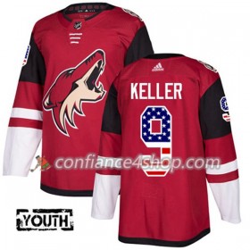 Adidas Maillot de Hockey Arizona Coyotes Clayton Keller 9 2017-2018 Rouge USA Flag Fashion Authentic - Enfant